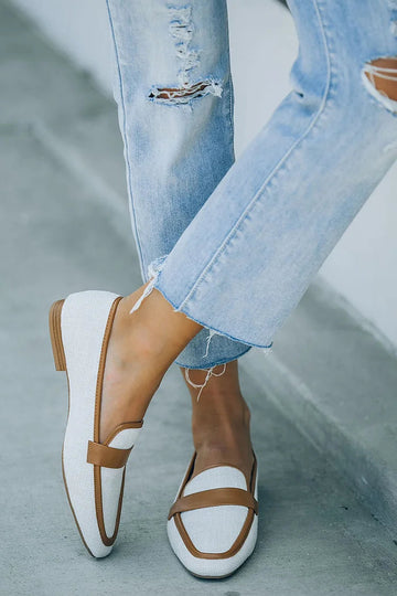 Retro Contrast Elegant Trim Casual Color Loafers