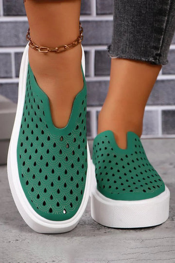 Casual Solid Color Hollow Platform U-cut Out Loafers