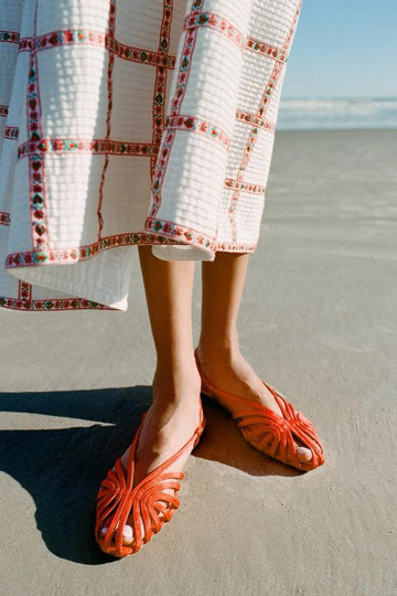 Solid Color Hollow Out Slingback Red Sandals