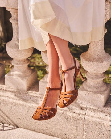 Elegant Solid Color Buckle Faux Suede T-Strap Cutout High Heels