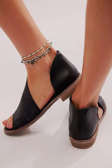 Solid Color Round Toe Irregular Black Sandals