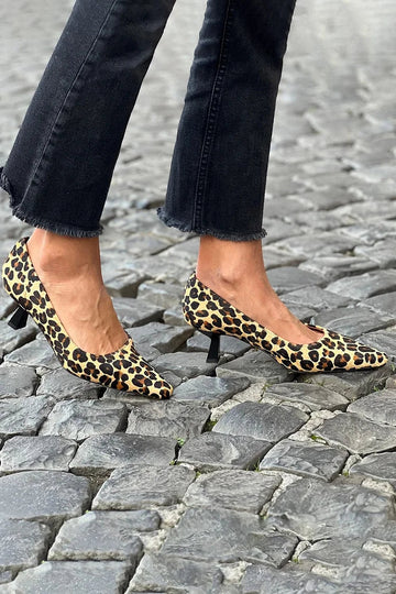 Leopard Print Pointed Toe Light Yellow Stiletto Heels