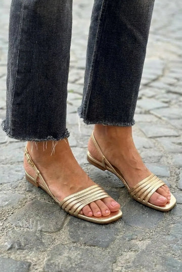 Strappy Square Toe Flat Slingback Sandals