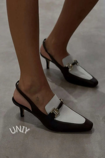 Slingback Kitten Heels with Gold Accent