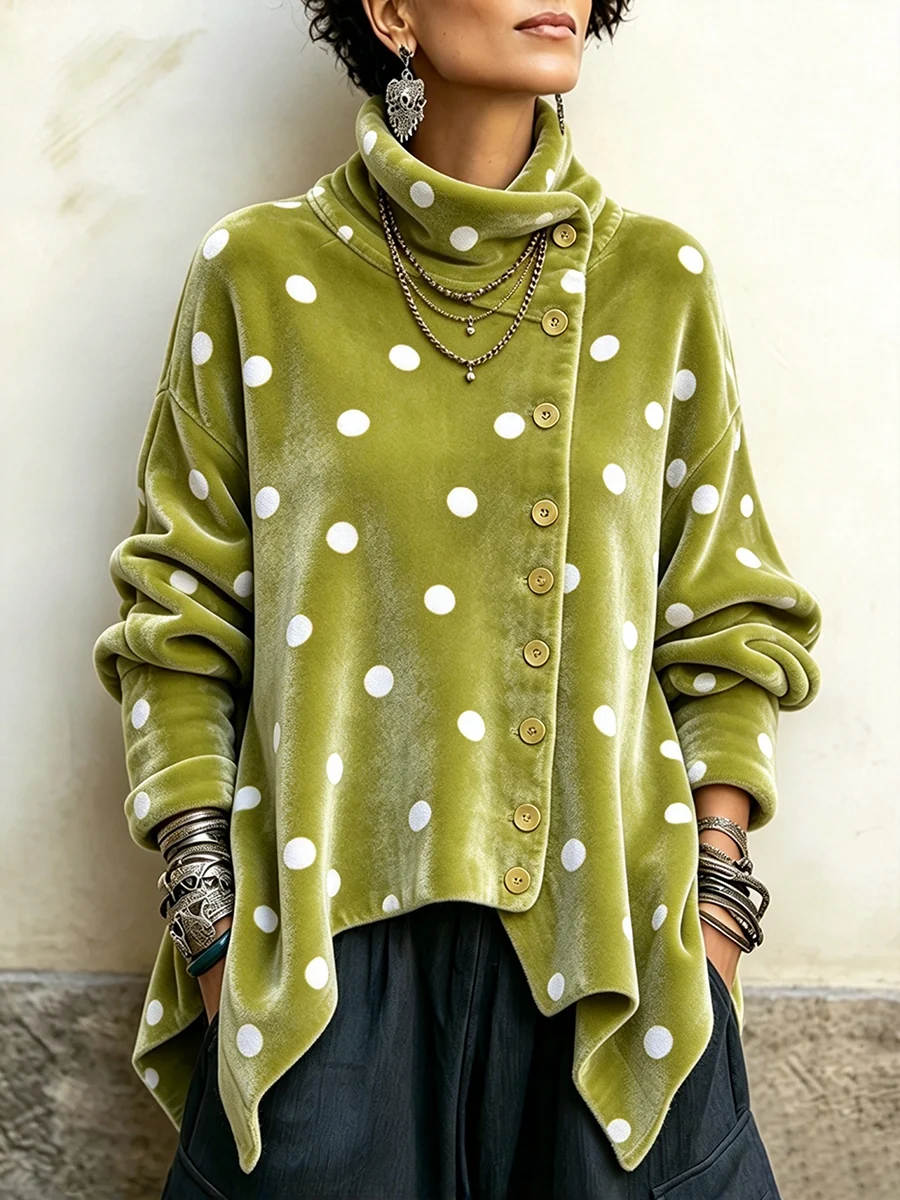 🤲LAST DAY SAVE 49% 🐆Leopard Velvet Asymmetrical Button Top – Cozy & Effortlessly Chic