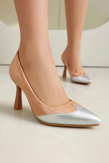 Patchwork Colorblock Pointed Toe Elegant Stiletto Heels