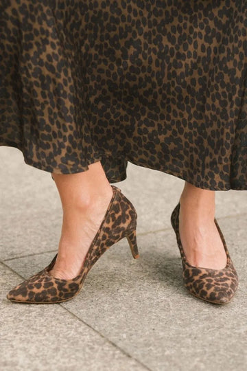 Leopard Print Faux Suede Pointed Toe High Heels
