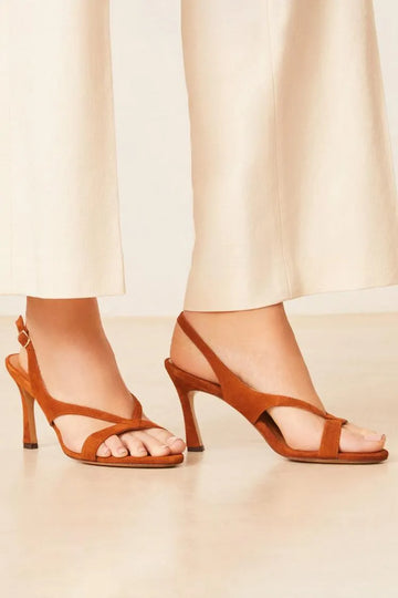 Solid Color Faux Suede Pointed Toe Brown Stiletto Heels