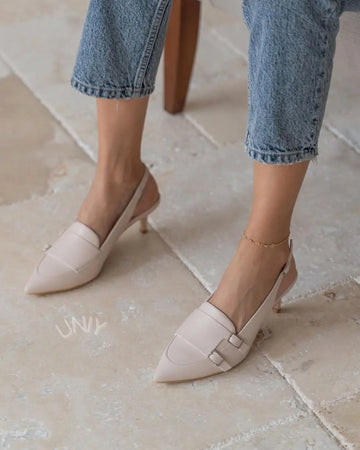Chic Pointed Toe Patchwork Slingback Stiletto Heels