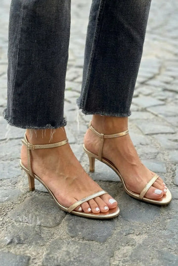 Sleek Ankle Strap Open Toe Kitten Sandals