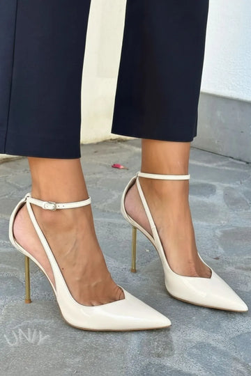 Solid Color Pointed Toe Side Cutout Elegant Stiletto Heels