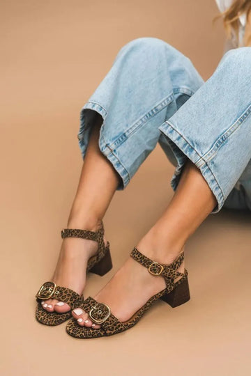 Leopard Pattern Round Toe Casual Chunky Heels