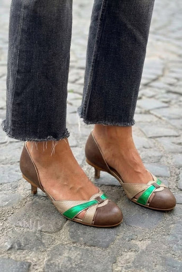 Knotted Front Round Toe D'Orsay Kitten Heels