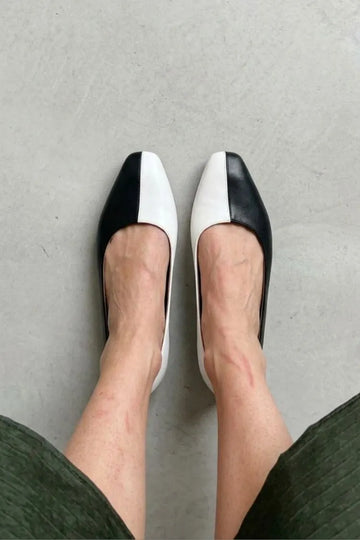 Chic Black & White Two Tone Pointed Toe Flats