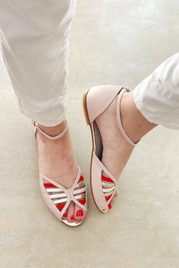 Peep Strap Buckle Pink Ankle Toe Light Colorblock Sandals