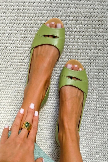 Cutout Strap Peep Toe Flat Casual Sandals