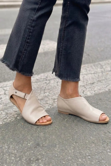Minimalist PU Leather Open Toe Asymmetrical Buckle Sandals