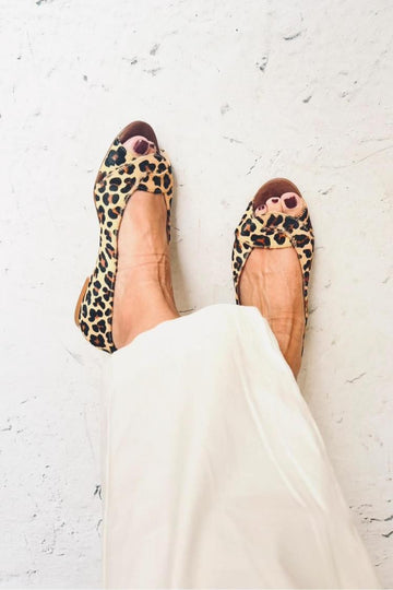 Leopard Print Twisted Strap Peep Toe Beige Sandals