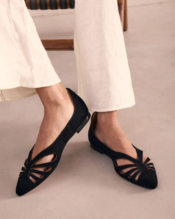 Solid Color Cutout Pointed Toe Minimal Ballet Flats