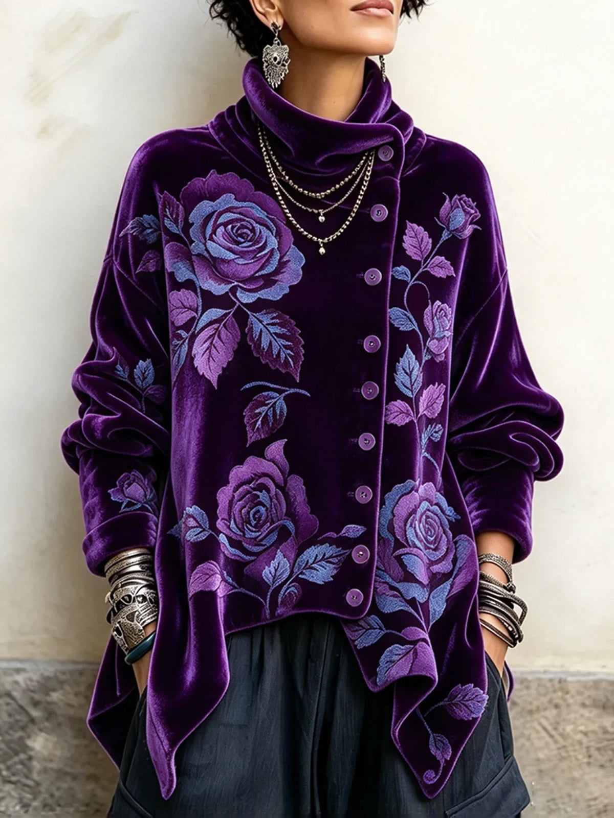 🤲LAST DAY SAVE 49% 🐆 Colorful Animal Print Velvet Button-Up Top – Luxe, Flattering & Effortlessly Chic