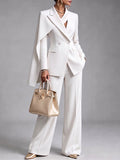 🤲LAST DAY SAVE 49% ⏰Women’s Chic 2-Piece Suit Set – Asymmetric Cape Blazer & Wide-Leg Pants