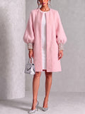 🤲LAST DAY SAVE 49% ⏰Cozy Pink Woolen Shiny Cuffs Open-front Coat